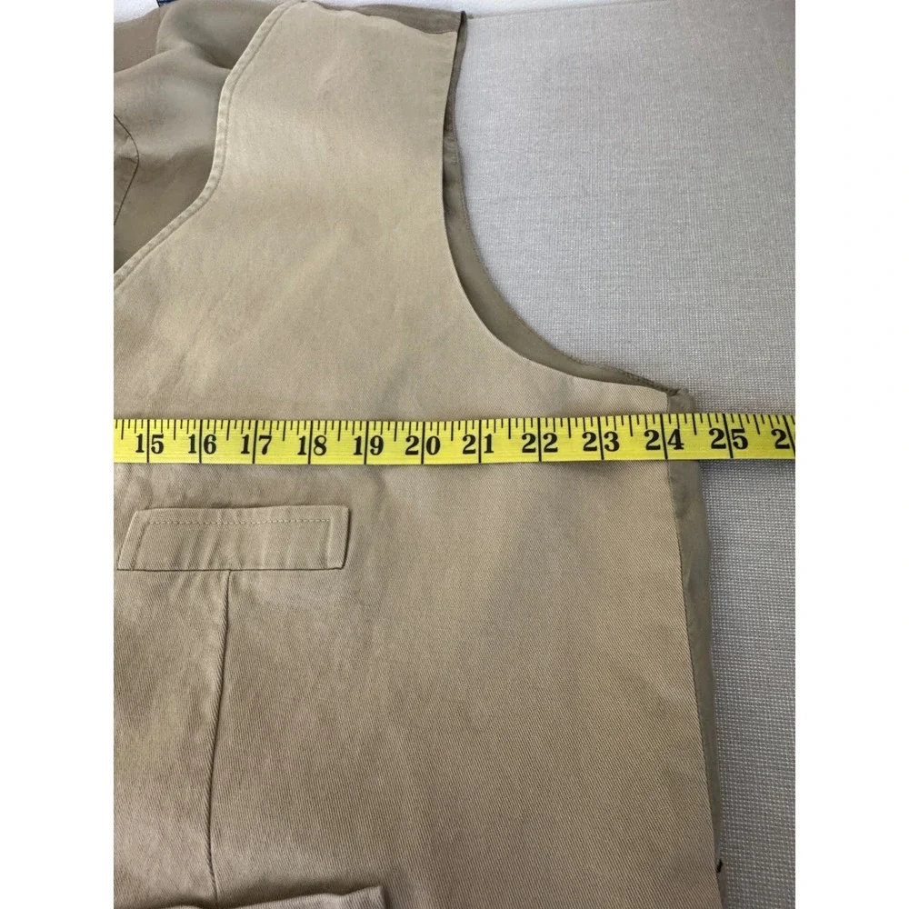 Vintage‎ Polo Ralph Lauren Cotton Button Vest Satin Back Tan XXL
